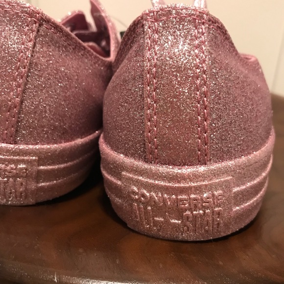 NEW CONVERSE ALL STAR GLITTER PINK LOW TOP SNEAKER - Picture 5 of 8